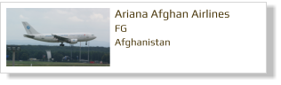 Ariana Afghan Airlines FG Afghanistan