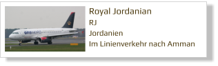 Royal Jordanian RJ Jordanien Im Linienverkehr nach Amman