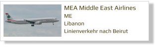MEA Middle East Airlines ME Libanon Linienverkehr nach Beirut